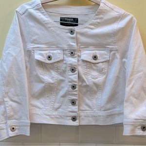 Cropped white jean jacket